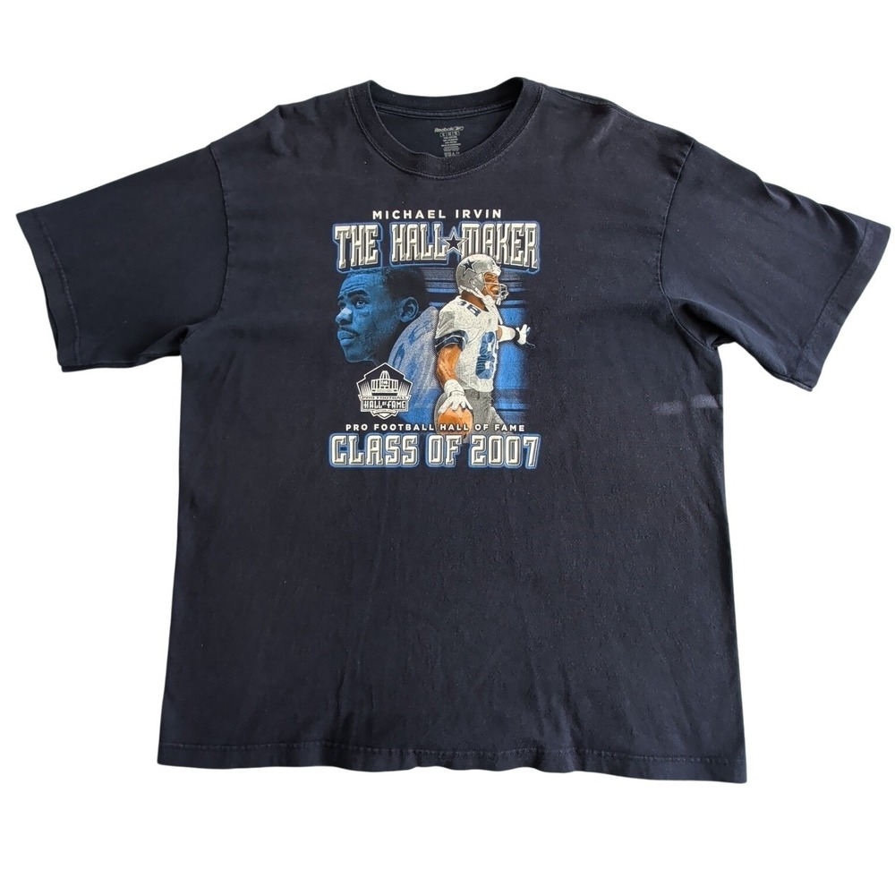 Vintage 2007 Dallas Cowboys Michael Irvin T-Shirt Reebok HOF XL Double Sided
